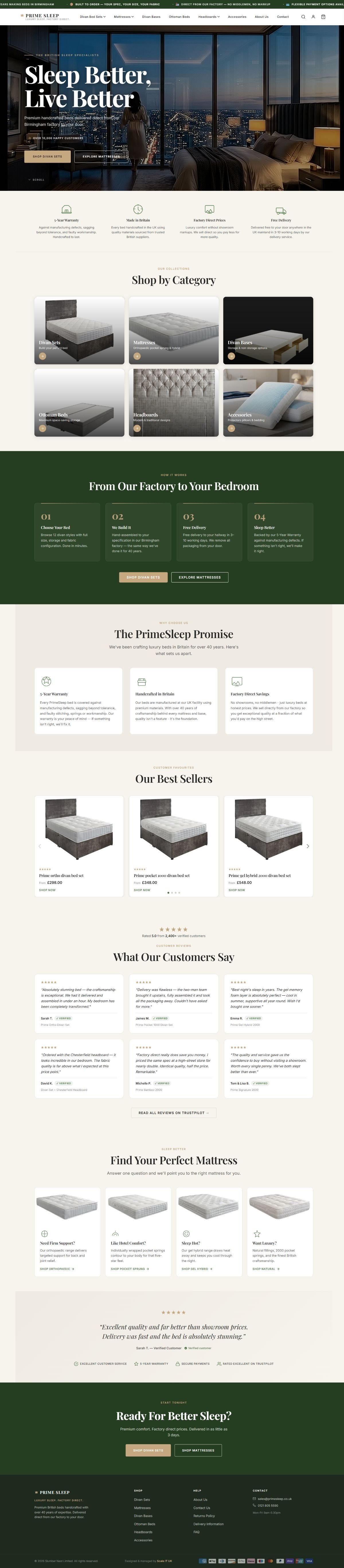 Prime Sleep E-Commerce Website — Built by Scale IT UK